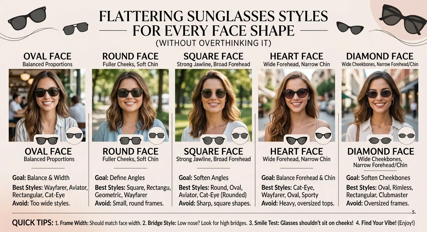 Flattering Sunglasses Styles for Every Face Shape (Without Overthinking It)